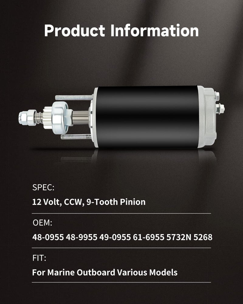 OCPTY SAB0010 Starter Fit for Force for Chrysler Marine Outboard Motors 70H 85HP 125HP 140HP 150 1966-99 MOT4002 5393 SAB0010 - Image 2
